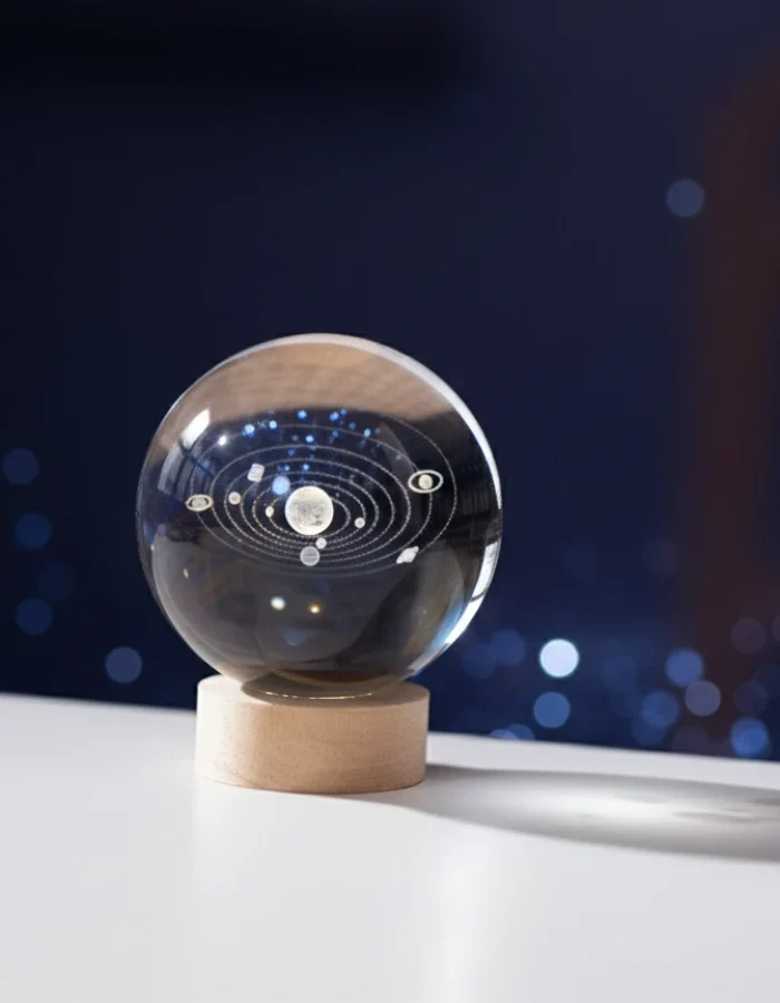 3D Inner Engraved Solar System Crystal Globe
